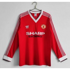 Manchester United 82/83 Home Red Long Sleeve Soccer Jersey